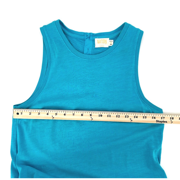 Nation LTD Harumi Womens Mini Dress Medium Tank Drop Waist Pockets Beach Tiered - Picture 6 of 7